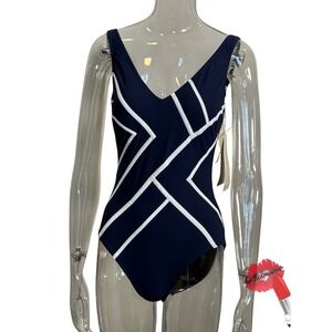 Gottex Swimsuit Women 8 Navy One Piece NWT $128 MM151UR Classic Beach Swim